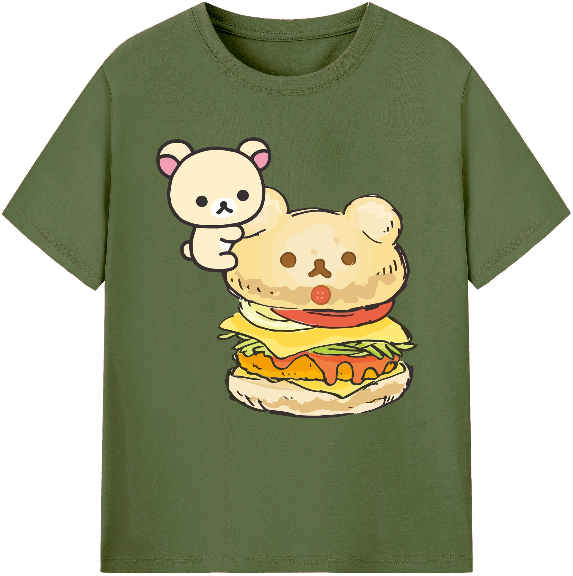 （画像用） リラックマ リラックマ キイロイトリ Rilakkuma Korilakkuma Kiiroitori 綿100％半袖Tシャツ（フロントプリント）